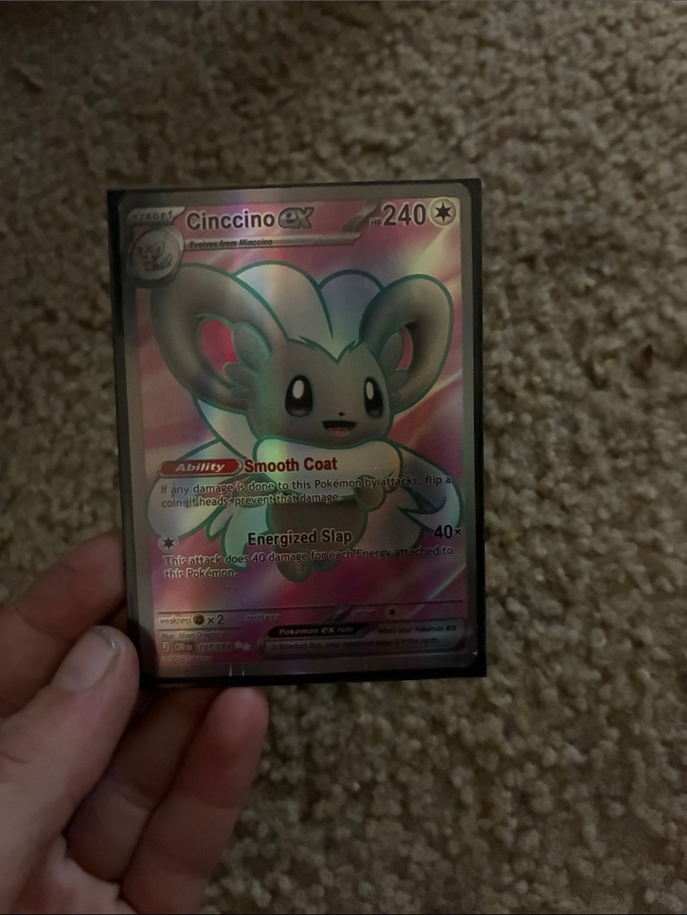 Cinccino EX Holographic Premium Card - Pink
